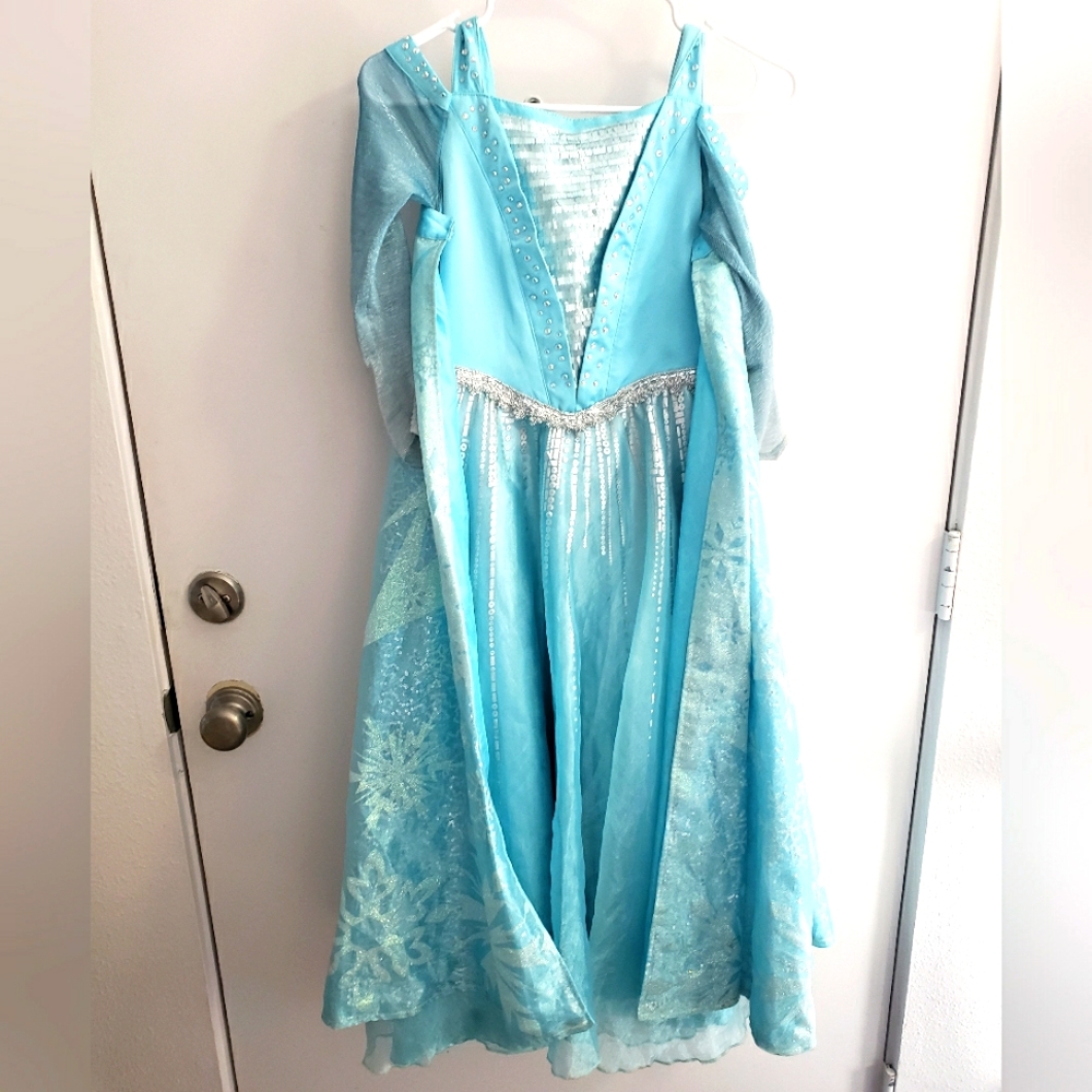 Disney Frozen Elsa Glitter Sequin Blue Party Dress ~ Fun Dress Up  ~ Sz 8